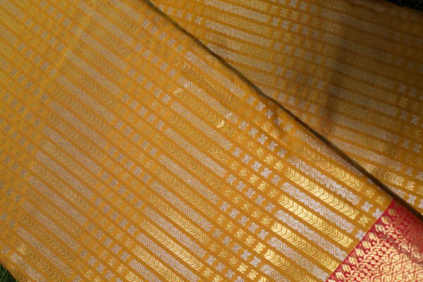 Yellow With Red Border - Pure Tissue Silk Saree - Image 3
