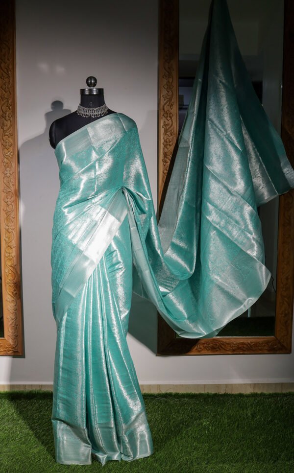 Blue With Silver Jari - Semi Silk Saree