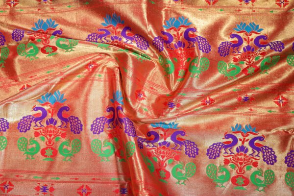 Green With Red Paythani - Kadiyal Silk Saree - Image 3