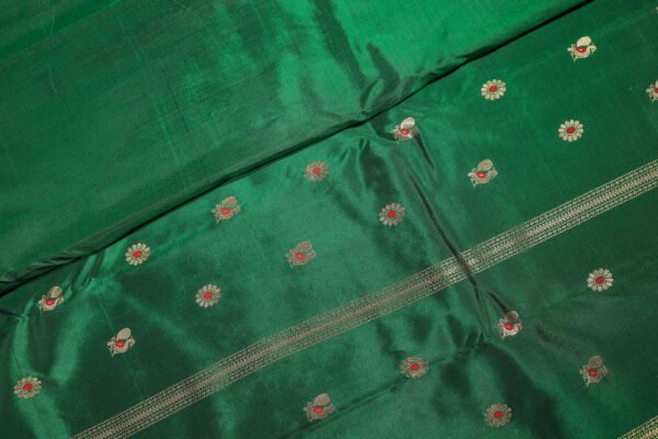 Green With Red Paythani - Kadiyal Silk Saree - Image 4