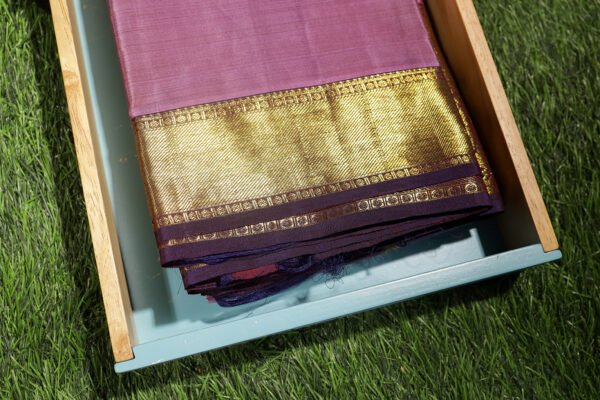 Lylak With Purple Border - Handloom Silk Saree - Image 4