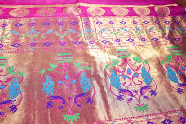 Orange With Purple Paithani - Kadiyal Silk Saree - Image 9