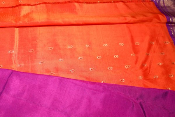 Orange With Purple Paithani - Kadiyal Silk Saree - Image 10