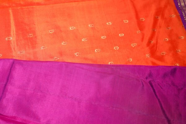 Orange With Purple Paithani - Kadiyal Silk Saree - Image 11