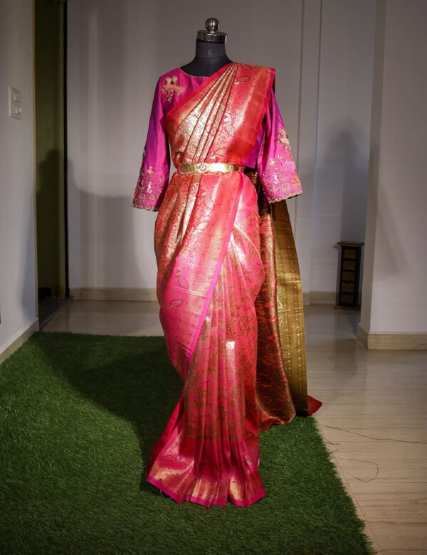 Pink With Meenakari - Semi Silk Saree