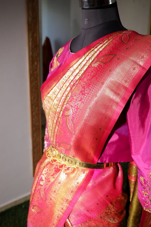 Pink With Meenakari - Semi Silk Saree - Image 2