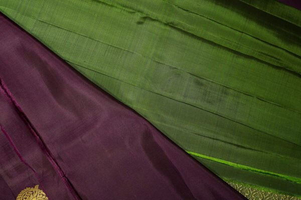 Purple With Green Hadloom Silk Saree - Image 12