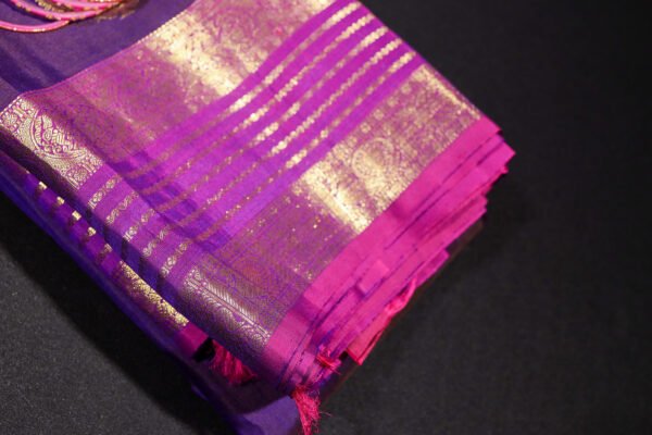 Purple With Pink - Handloom Silk Saree - Image 4