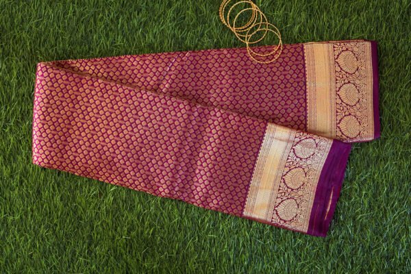 Wine With Gold Border - Pure Kanchipuram Silk Saree - Image 4