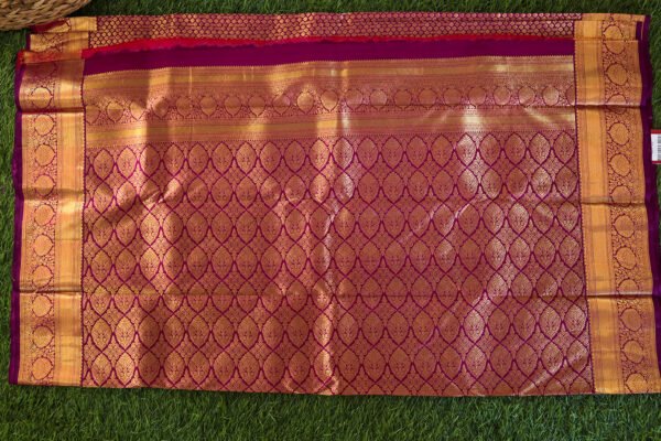 Wine With Gold Border - Pure Kanchipuram Silk Saree