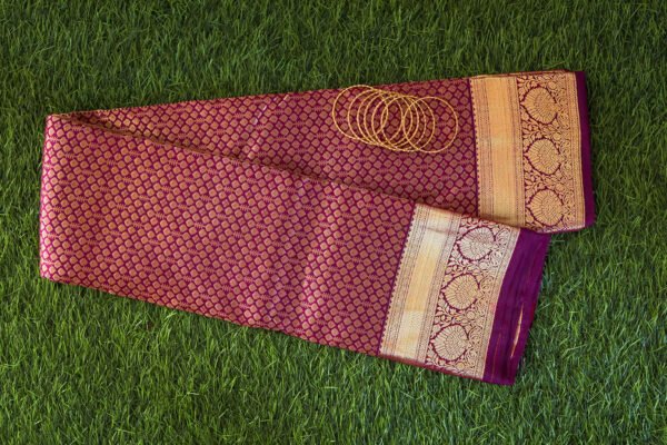 Wine With Gold Border - Pure Kanchipuram Silk Saree - Image 2