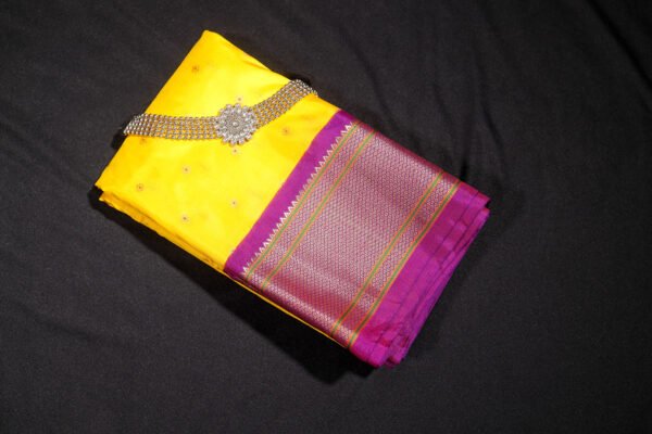 Pink With Gree Paithani - Kadiyal Silk Saree - Image 4