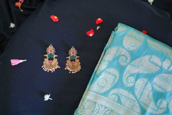 Blue Chiffon Georgette In Mango Design