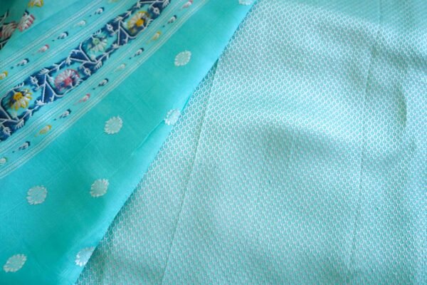 Blue Tassar Silk Saree - Image 3