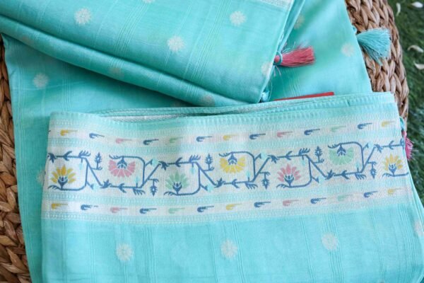 Blue Tassar Silk Saree - Image 4