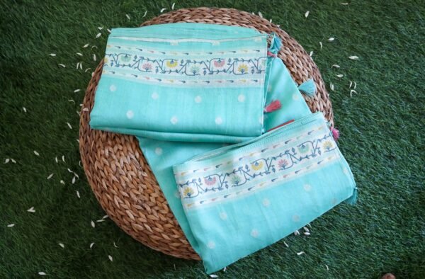 Blue Tassar Silk Saree