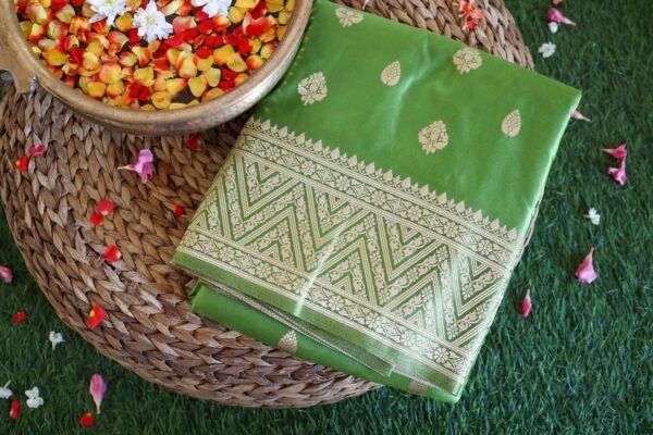 Green Banarasi Satin Saree
