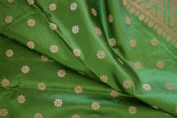 Green Banarasi Satin Saree - Image 4