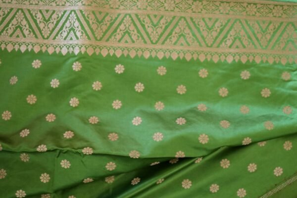 Green Banarasi Satin Saree - Image 2