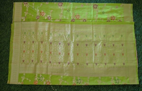 Green Georgette Saree In jaal design - Image 2