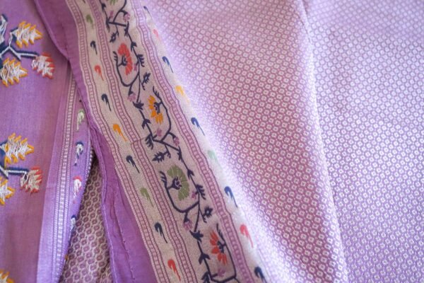 Lavendar Tassar Silk Saree - Image 2