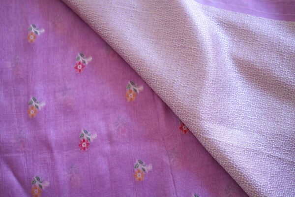 Lavendar Tassar Silk Saree - Image 4