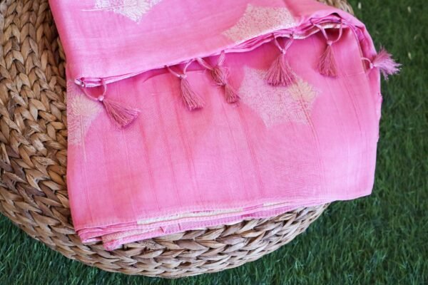 Light Pink Tassar Silk Saree