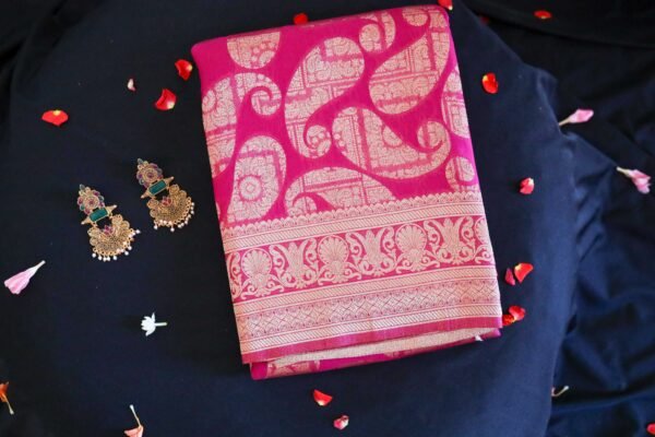 Magenta Chiffon Georgette In Mango Design