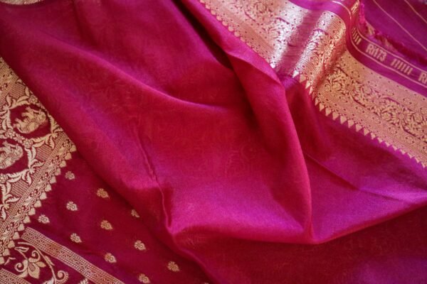 Maroon Georgette In Elephant Border Saree - Image 2
