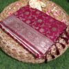 Maroon Tassar Silk In Jaal Patern