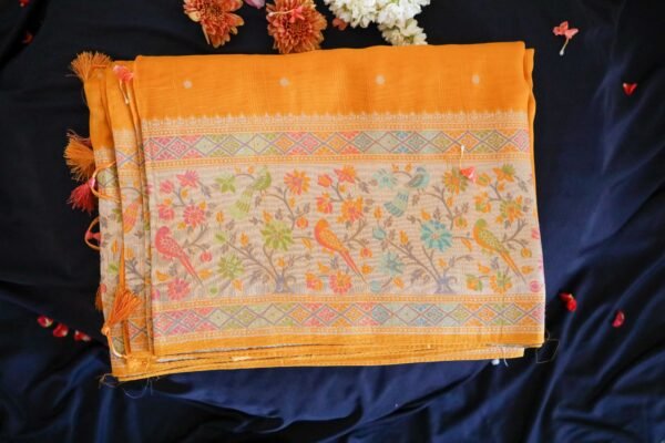 Mastrad Yellow Tassar Silk Saree