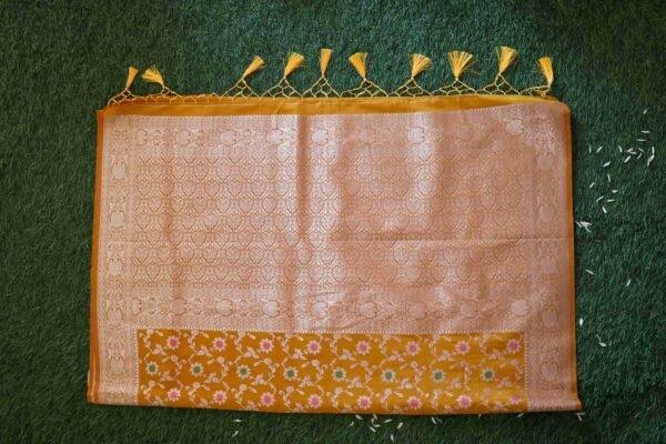 Mustard Yellow Tassar Silk In Jaal Patern - Image 2