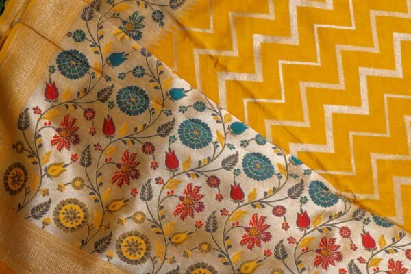 Mastrad Yellow Tassar Silk Saree - Image 4