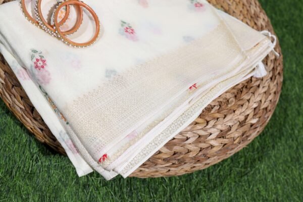 Off White Tassar Silk With  Meenakari Border - Image 3