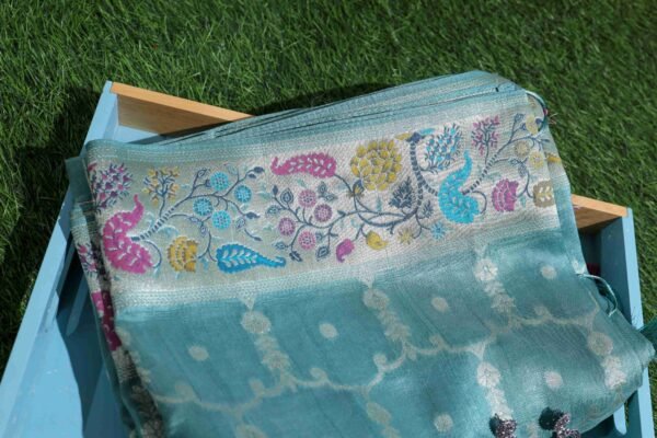 Pastel Blue With Menakari Border