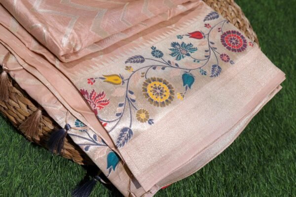 Peach Tassar Silk With Menakari Work - Image 3