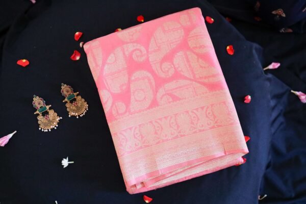 Pink Chiffon Georgette In Mango Design