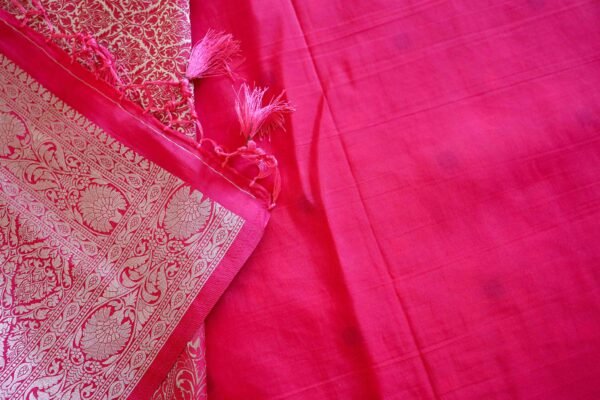 Pink Tassar Silk In Jaal Patern - Image 3