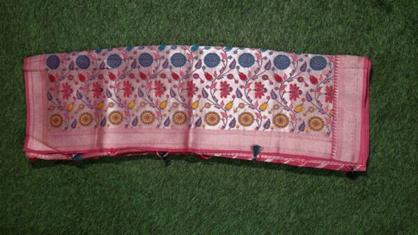 Pink Tassar Silk WIth Menakari Work - Image 3