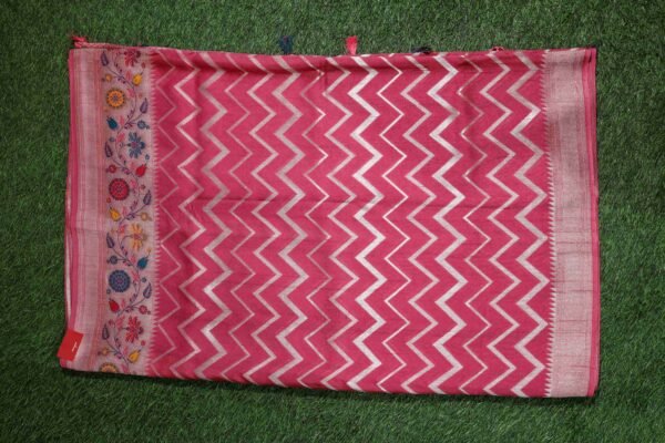 Pink Tassar Silk WIth Menakari Work - Image 4