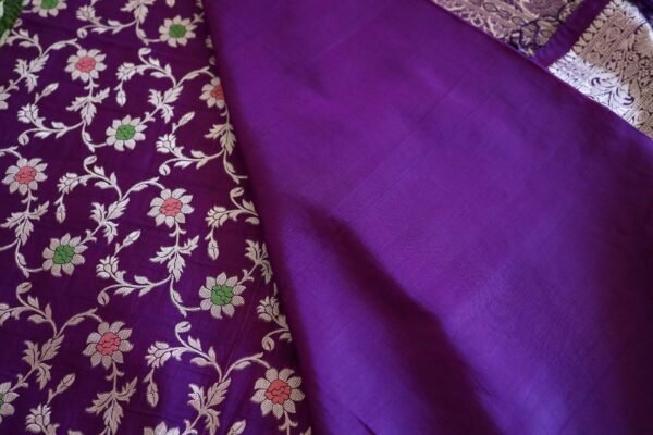 Purple Tassar Silk In Jaal Patern - Image 2