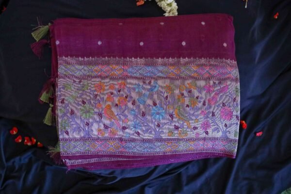 Purple Tassar Silk Saree