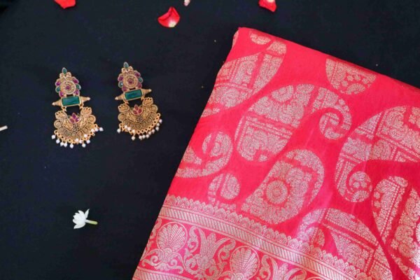 Red Chiffon Georgette In Mango Design - Image 3