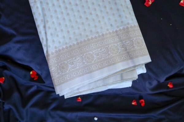 Sea Blue Georgette 1000 Butta Saree - Image 3