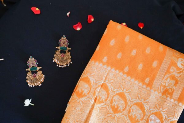 Yellow Georgette In Elephant Border Saree - Image 2