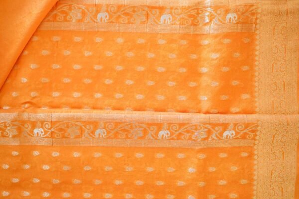 Yellow Georgette In Elephant Border Saree - Image 3